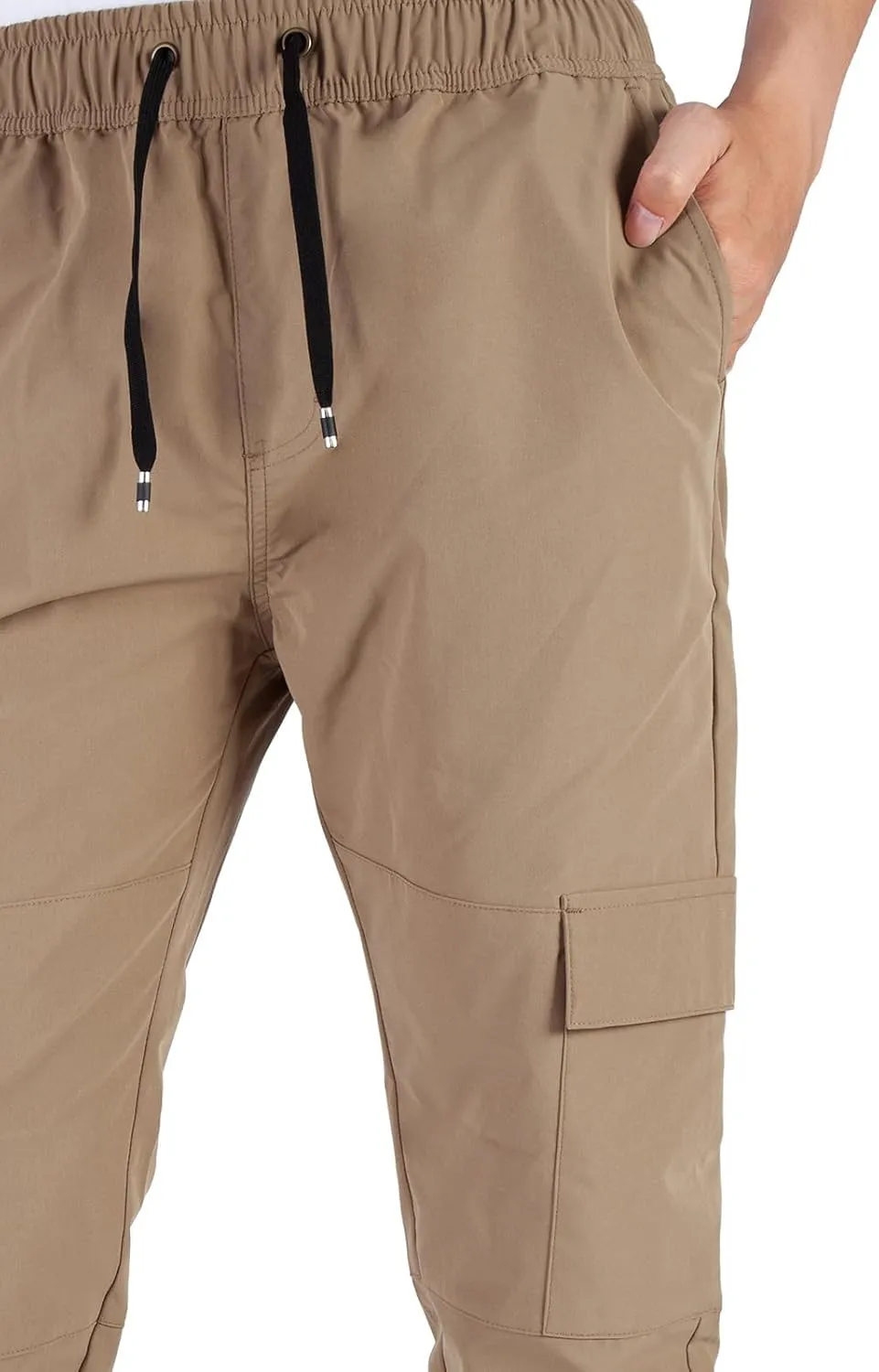 ITALYMORN Mens Lightweight Cargo Joggers with 6 Pockets Slim Fit Casual Pants Elastic Waist Outdoor Running Everyday Wear