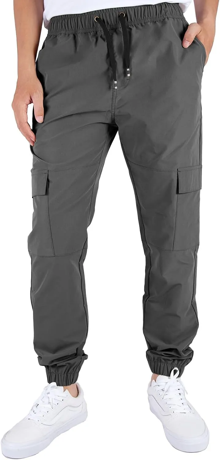 ITALYMORN Mens Lightweight Cargo Joggers with 6 Pockets Slim Fit Casual Pants Elastic Waist Outdoor Running Everyday Wear