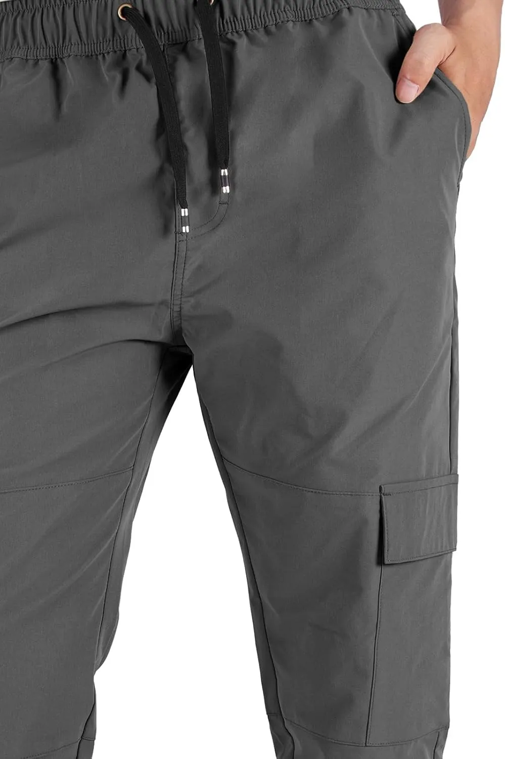 ITALYMORN Mens Lightweight Cargo Joggers with 6 Pockets Slim Fit Casual Pants Elastic Waist Outdoor Running Everyday Wear