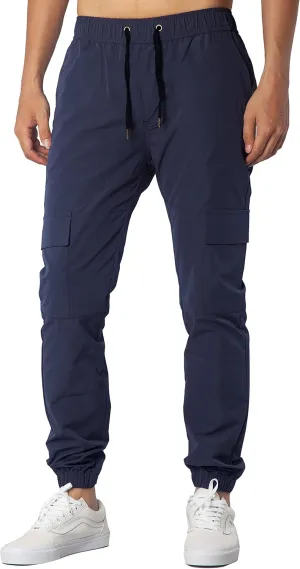 ITALYMORN Mens Lightweight Cargo Joggers with 6 Pockets Slim Fit Casual Pants Elastic Waist Outdoor Running Everyday Wear