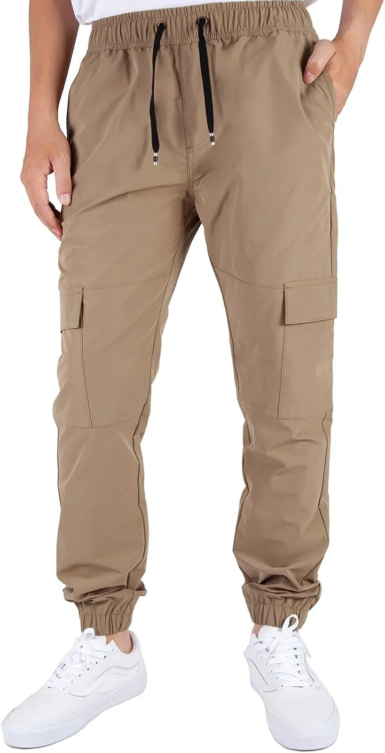 ITALYMORN Mens Lightweight Cargo Joggers with 6 Pockets Slim Fit Casual Pants Elastic Waist Outdoor Running Everyday Wear