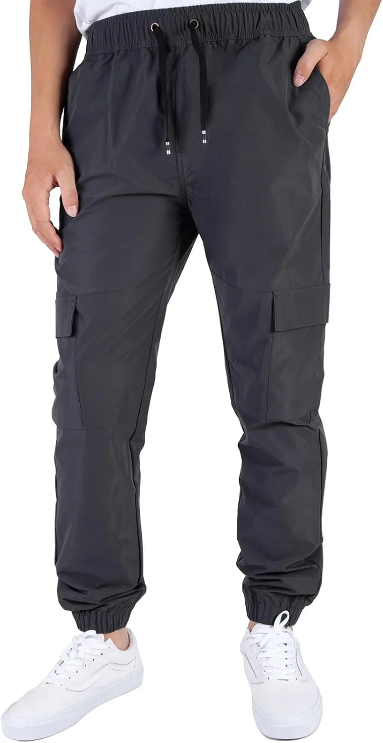 ITALYMORN Mens Lightweight Cargo Joggers with 6 Pockets Slim Fit Casual Pants Elastic Waist Outdoor Running Everyday Wear