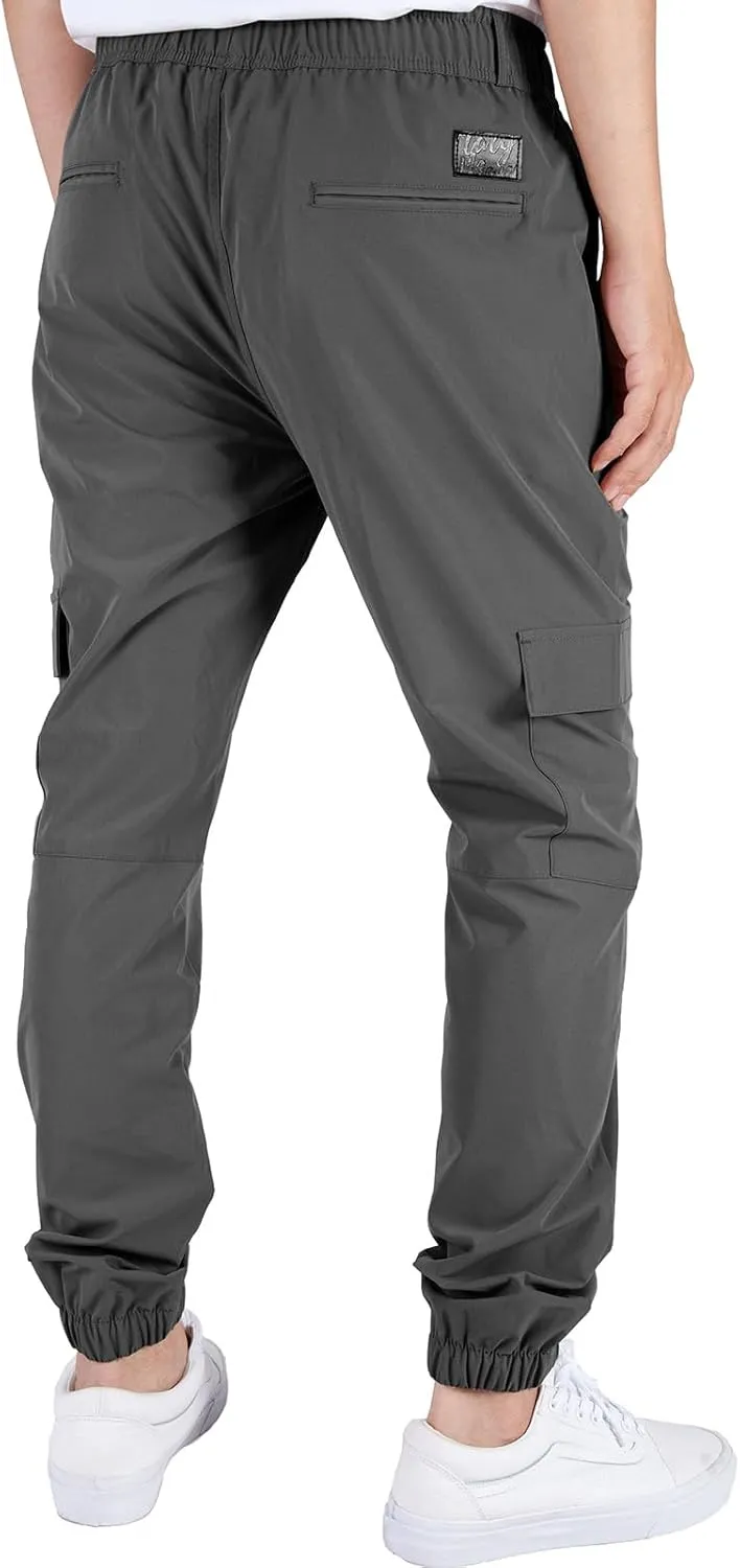 ITALYMORN Mens Lightweight Cargo Joggers with 6 Pockets Slim Fit Casual Pants Elastic Waist Outdoor Running Everyday Wear