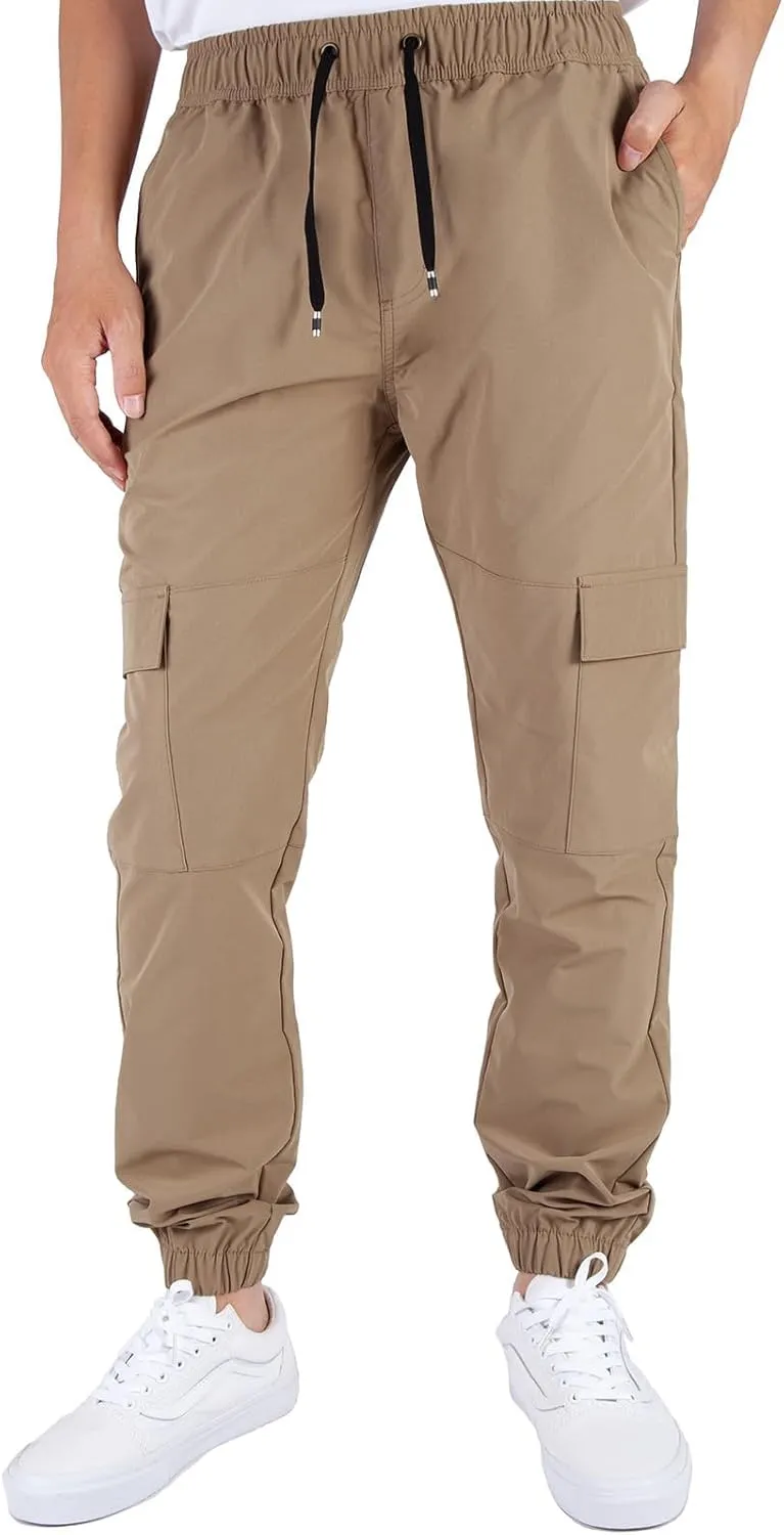 ITALYMORN Mens Lightweight Cargo Joggers with 6 Pockets Slim Fit Casual Pants Elastic Waist Outdoor Running Everyday Wear