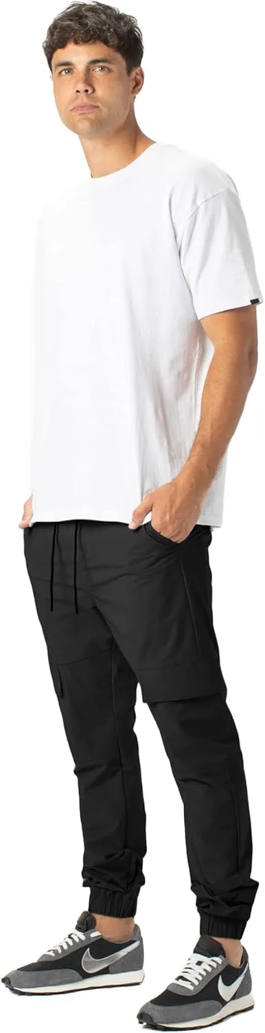 ITALYMORN Mens Lightweight Cargo Joggers with 6 Pockets Slim Fit Casual Pants Elastic Waist Outdoor Running Everyday Wear