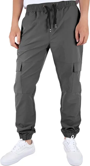 ITALYMORN Mens Lightweight Cargo Joggers with 6 Pockets Slim Fit Casual Pants Elastic Waist Outdoor Running Everyday Wear