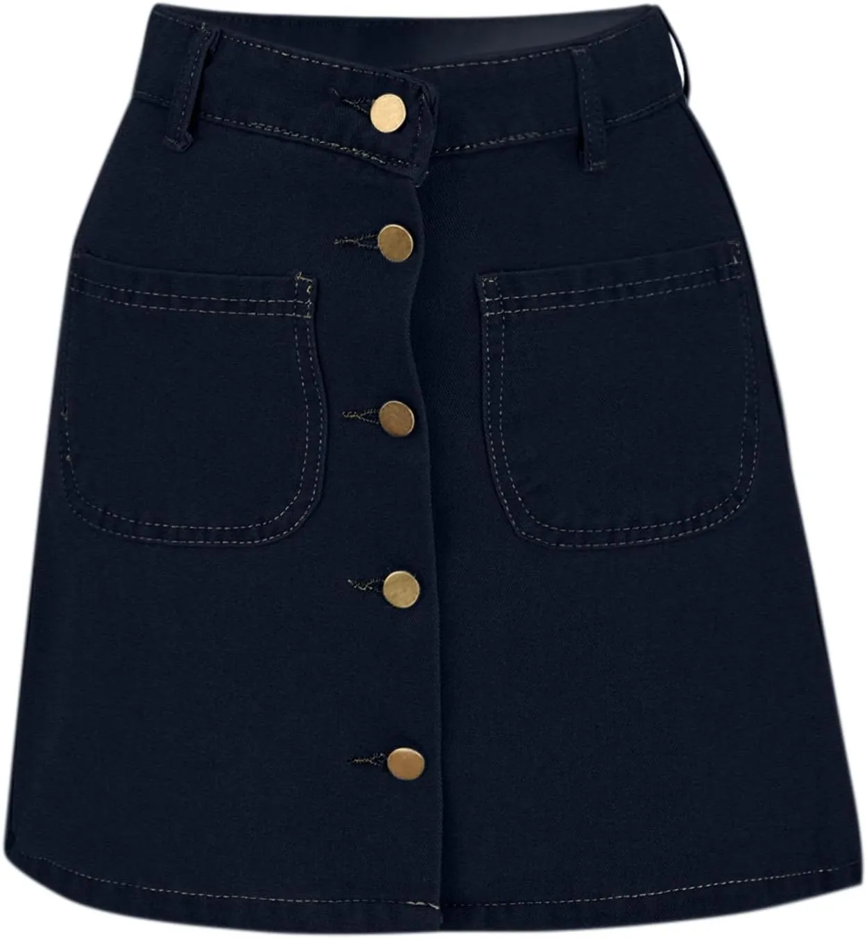 Jean Skirts for Women Denim High Waisted Trendy Stretchy Button Front Short Pencil Skirt with Patch Pockets