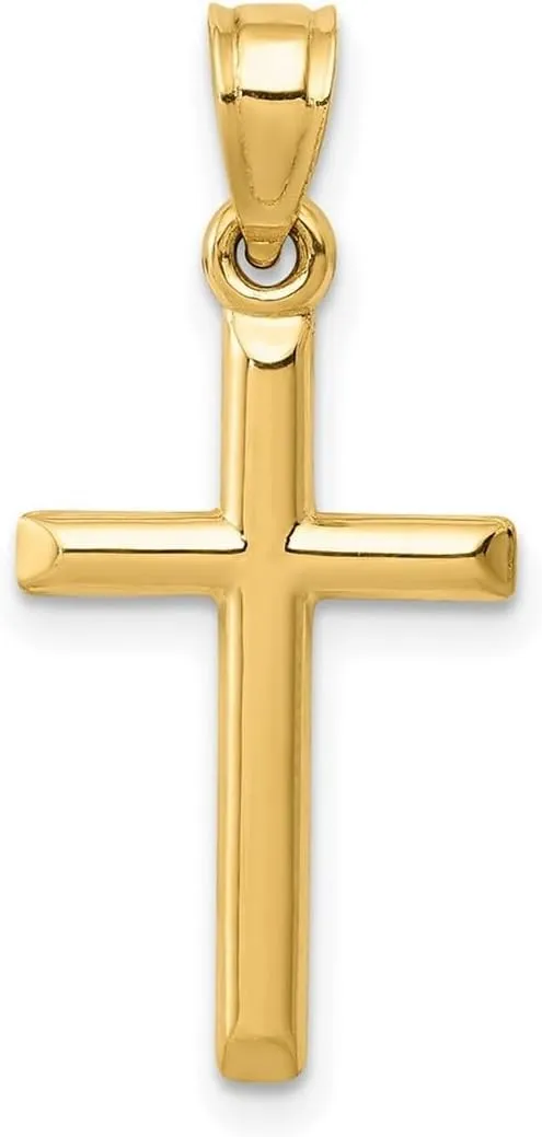 JewelryWeb 14k Gold Small Polished Latin Cross Pendant  12mm x 25mm  Baptism First Communion Gift - Dainty Cross Necklace