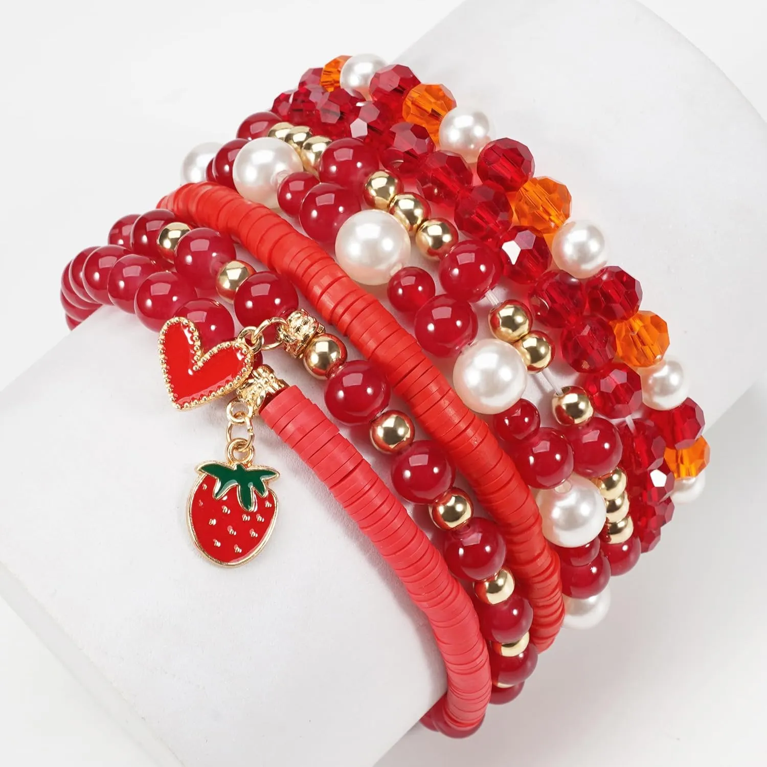 Jocbean Independence Day Halloween Bracelets Stackable Bracelet for Women Handmade Christmas Beaded Stretch Bracelet