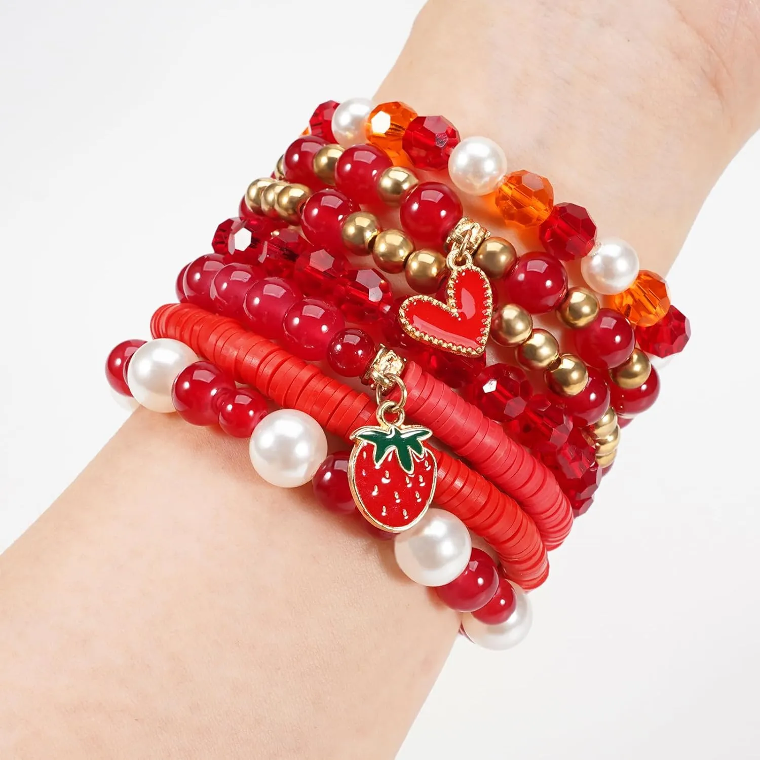 Jocbean Independence Day Halloween Bracelets Stackable Bracelet for Women Handmade Christmas Beaded Stretch Bracelet