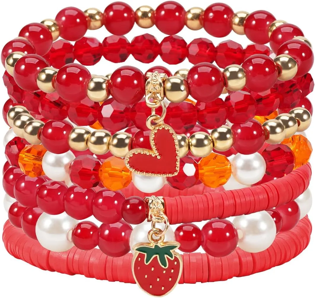 Jocbean Independence Day Halloween Bracelets Stackable Bracelet for Women Handmade Christmas Beaded Stretch Bracelet
