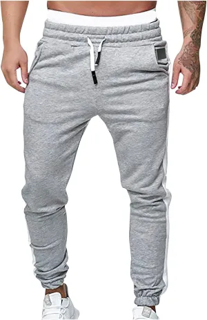 Jogger Pants for Men 2023 Stylish Drawstring Slim Fit Skinny Stretch Athletic Sweatpants Casual Patchwork Trouser
