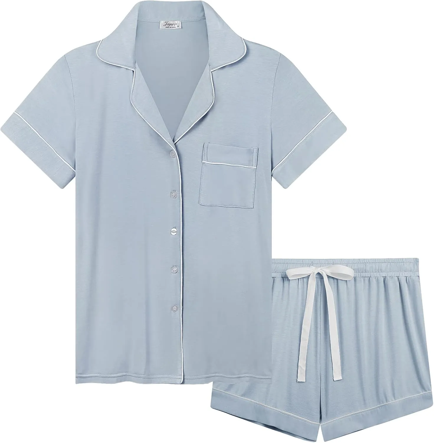 Joyaria Womens Cooling Bambo Viscose Pajamas Short Sleeve Button Down Pj Shorts Set Ultra Soft Summer Sleepwear-Small-XXL
