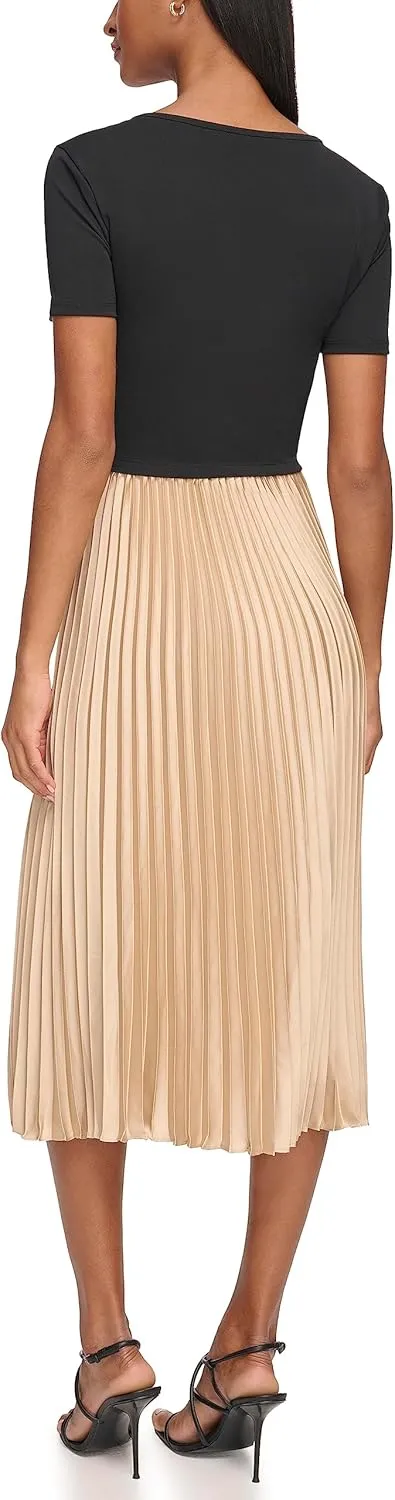 Karl Lagerfeld Paris Women's Pleated Cut Out Dress
