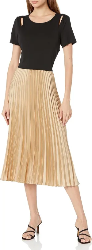 Karl Lagerfeld Paris Women's Pleated Cut Out Dress
