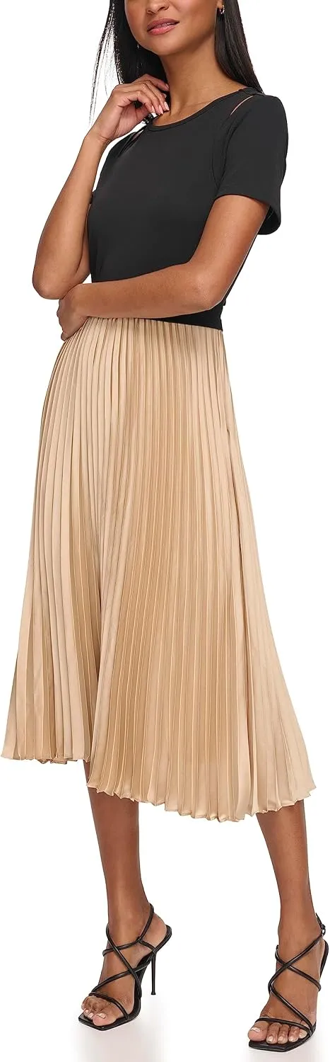 Karl Lagerfeld Paris Women's Pleated Cut Out Dress