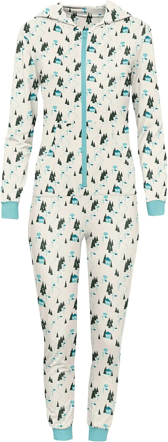 KICKEE Womens Celebrations Print Long Sleeve Jumpsuit with Hood, Soft Loungewear for Women, Family Matching Prints