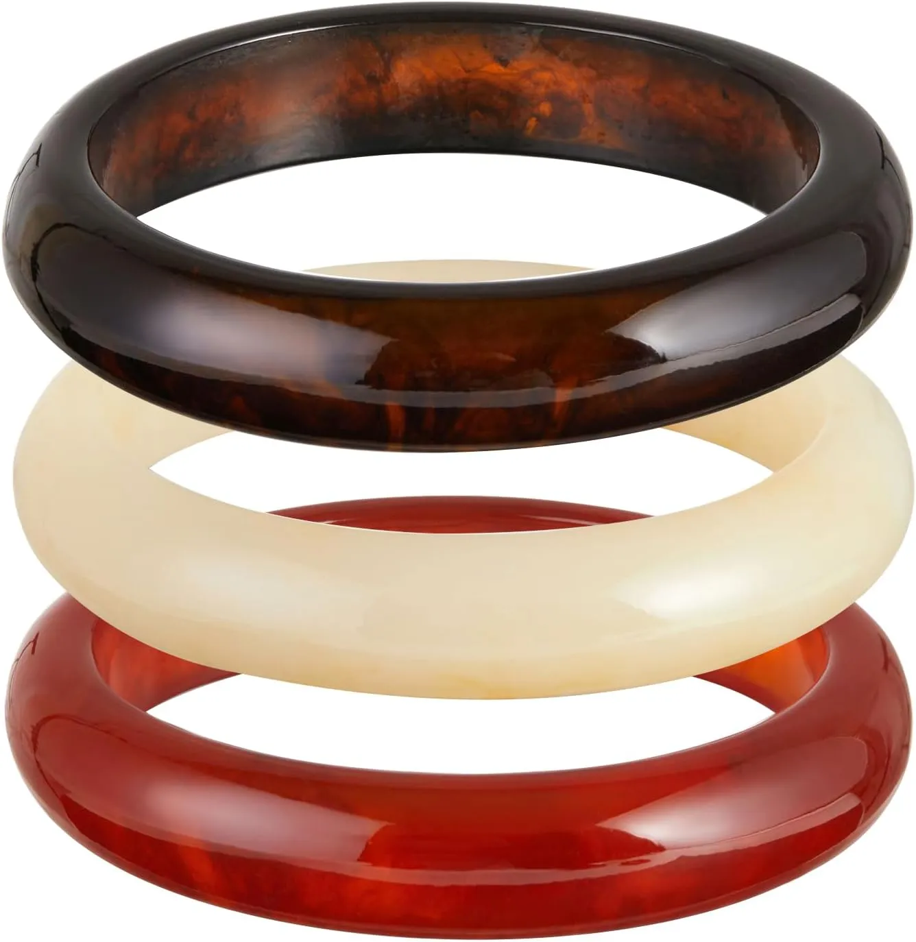 KOLODOGO Colorful Chunky Acrylic Bracelet for Women Round Cuff Bangle Bracelet Set Wrist Cuff Bracelets for Women as Jewelry Gift
