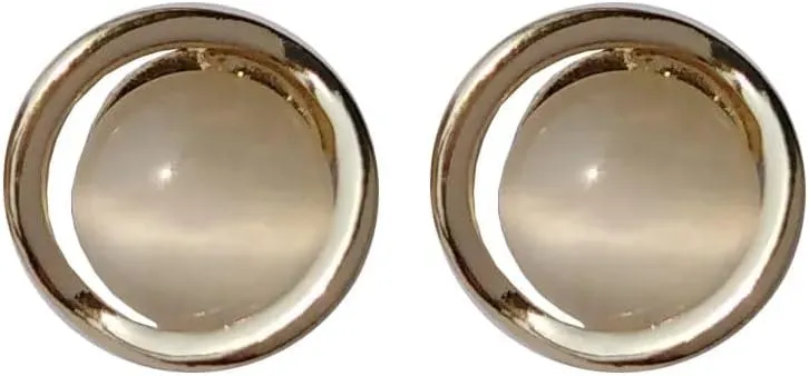 Korean Round Opal Clip on Earrings Jewelry Minimalist Style Resin Stone Geometric Clip Earrings Without Piercing for Women