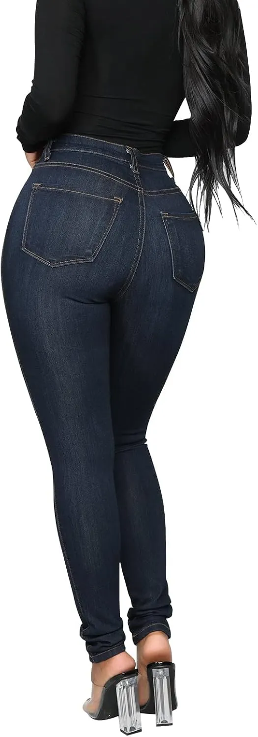 KUNMI Womens Classic High Waisted Skinny Stretch Butt Lifting Jeans Slim Fit Denim Pants