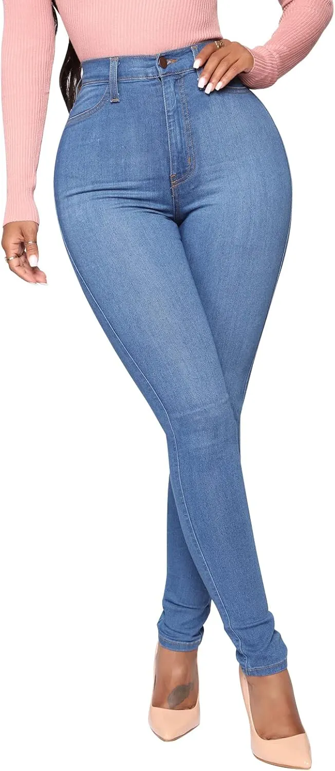KUNMI Womens Classic High Waisted Skinny Stretch Butt Lifting Jeans Slim Fit Denim Pants