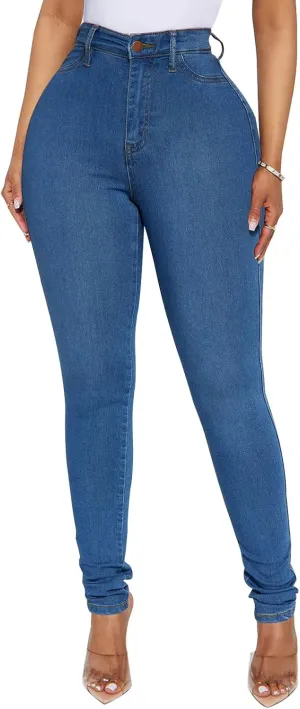 KUNMI Womens Classic High Waisted Skinny Stretch Butt Lifting Jeans Slim Fit Denim Pants