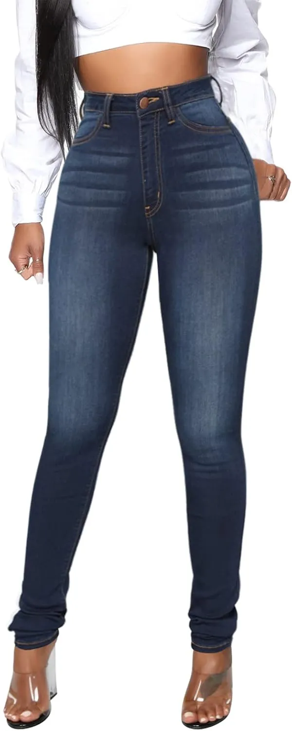 KUNMI Womens Classic High Waisted Skinny Stretch Butt Lifting Jeans Slim Fit Denim Pants