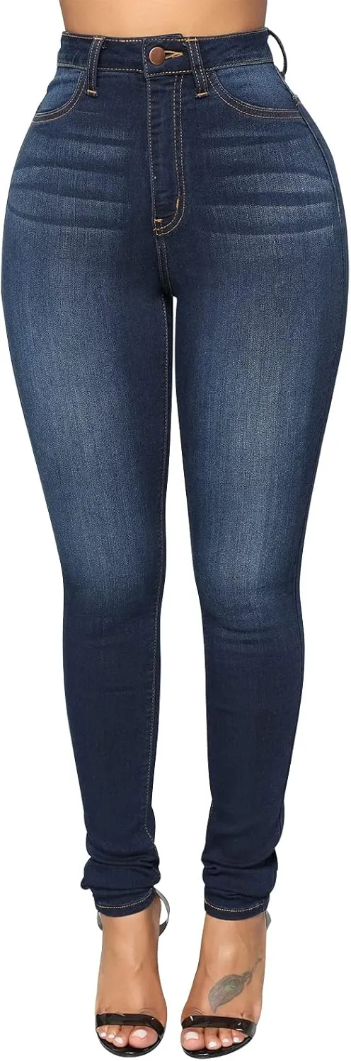 KUNMI Womens Classic High Waisted Skinny Stretch Butt Lifting Jeans Slim Fit Denim Pants