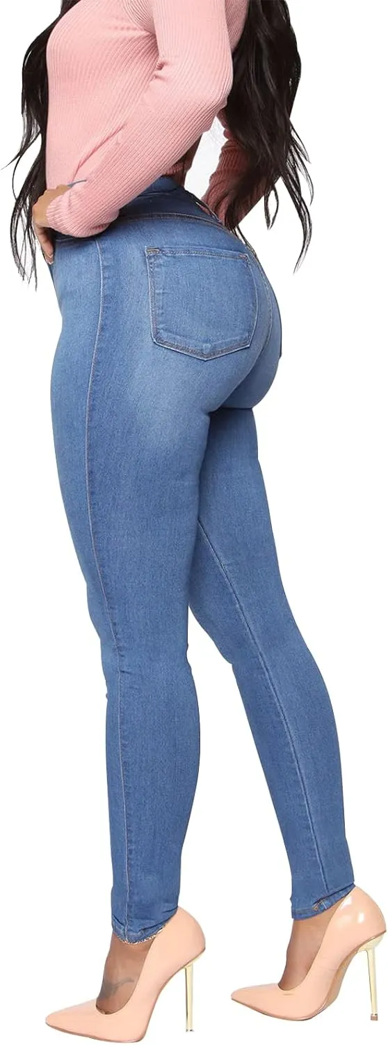 KUNMI Womens Classic High Waisted Skinny Stretch Butt Lifting Jeans Slim Fit Denim Pants