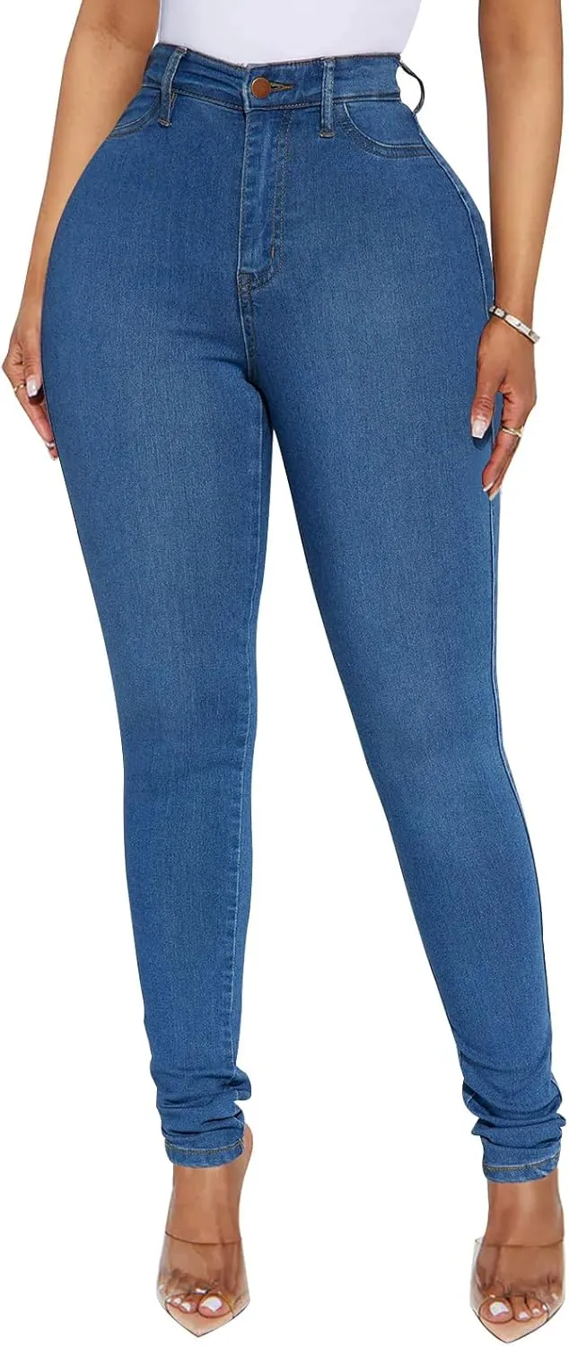 KUNMI Womens Classic High Waisted Skinny Stretch Butt Lifting Jeans Slim Fit Denim Pants