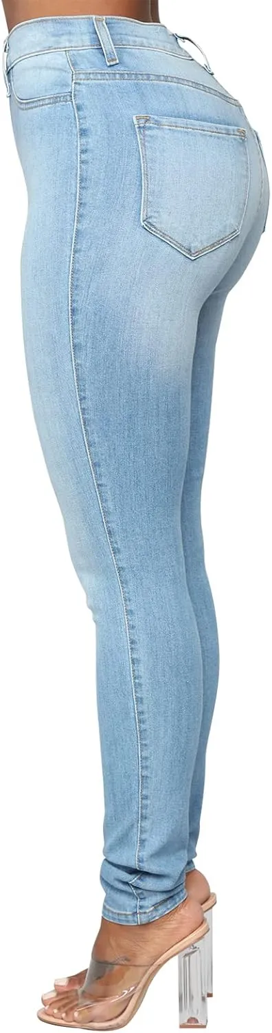 KUNMI Womens Classic High Waisted Skinny Stretch Butt Lifting Jeans Slim Fit Denim Pants
