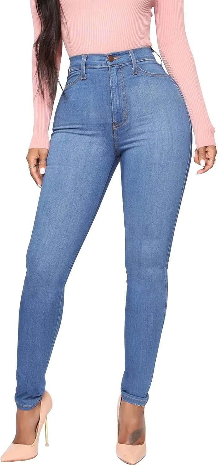 KUNMI Womens Classic High Waisted Skinny Stretch Butt Lifting Jeans Slim Fit Denim Pants