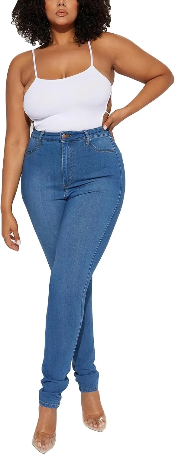 KUNMI Womens Classic High Waisted Skinny Stretch Butt Lifting Jeans Slim Fit Denim Pants