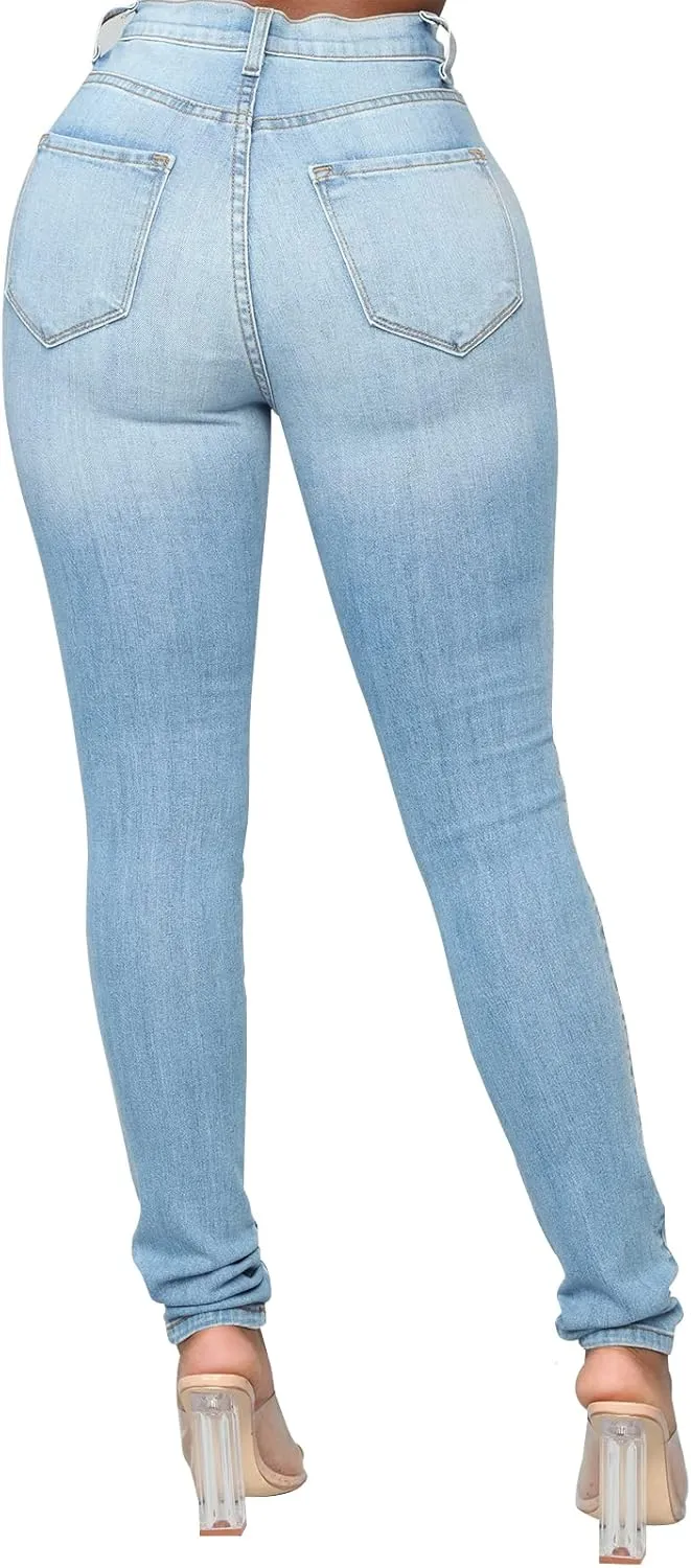 KUNMI Womens Classic High Waisted Skinny Stretch Butt Lifting Jeans Slim Fit Denim Pants