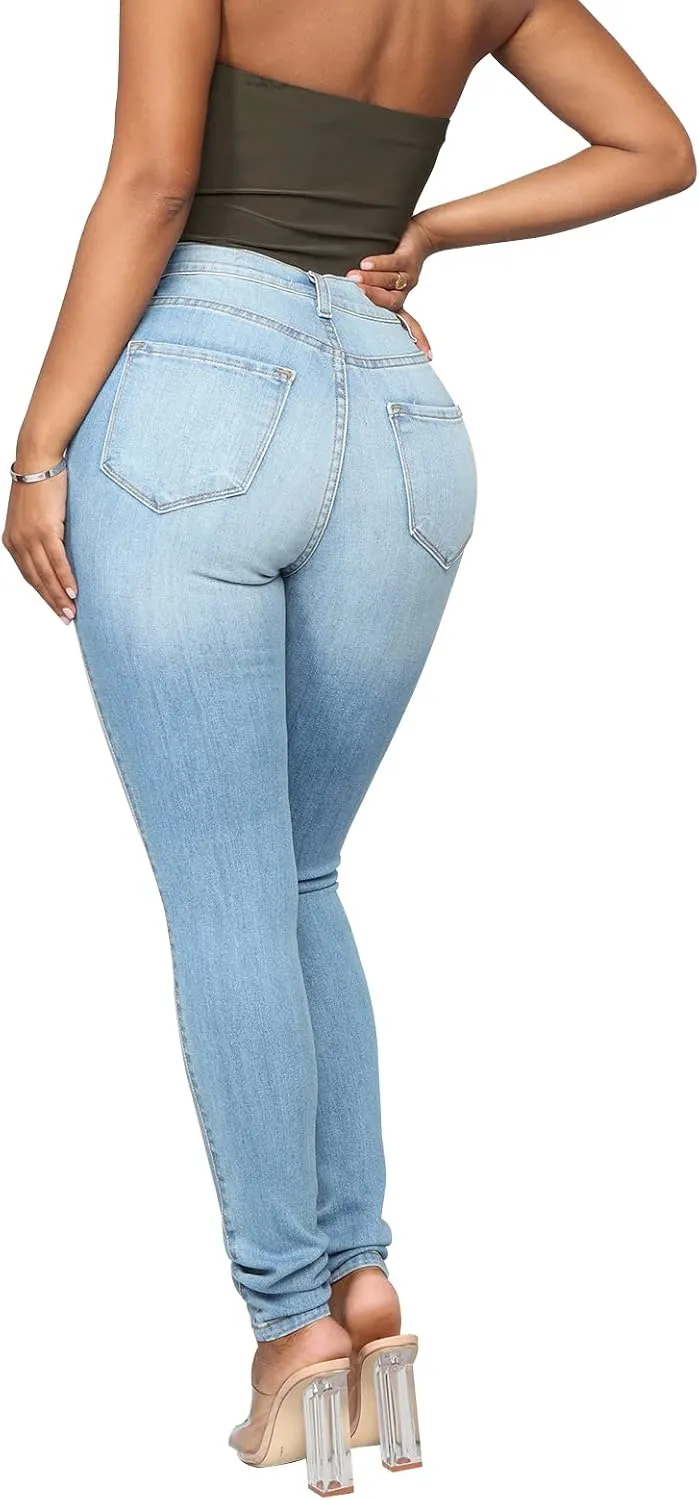 KUNMI Womens Classic High Waisted Skinny Stretch Butt Lifting Jeans Slim Fit Denim Pants