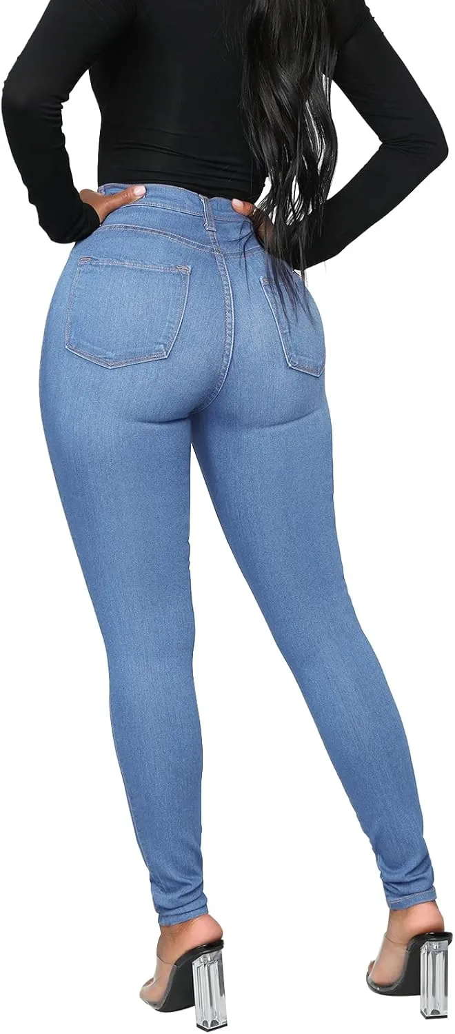 KUNMI Womens Classic High Waisted Skinny Stretch Butt Lifting Jeans Slim Fit Denim Pants