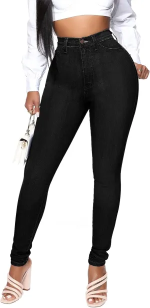KUNMI Womens Classic High Waisted Skinny Stretch Butt Lifting Jeans Slim Fit Denim Pants