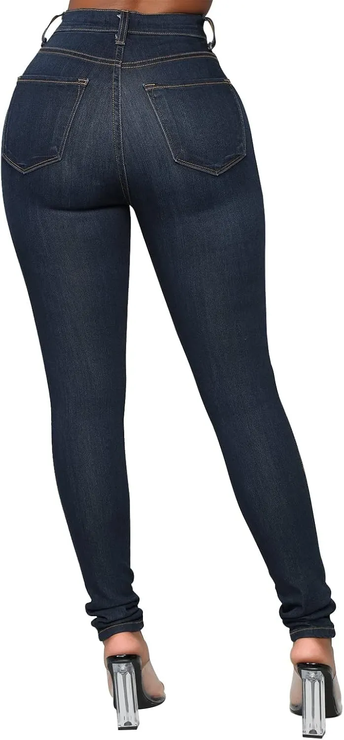 KUNMI Womens Classic High Waisted Skinny Stretch Butt Lifting Jeans Slim Fit Denim Pants