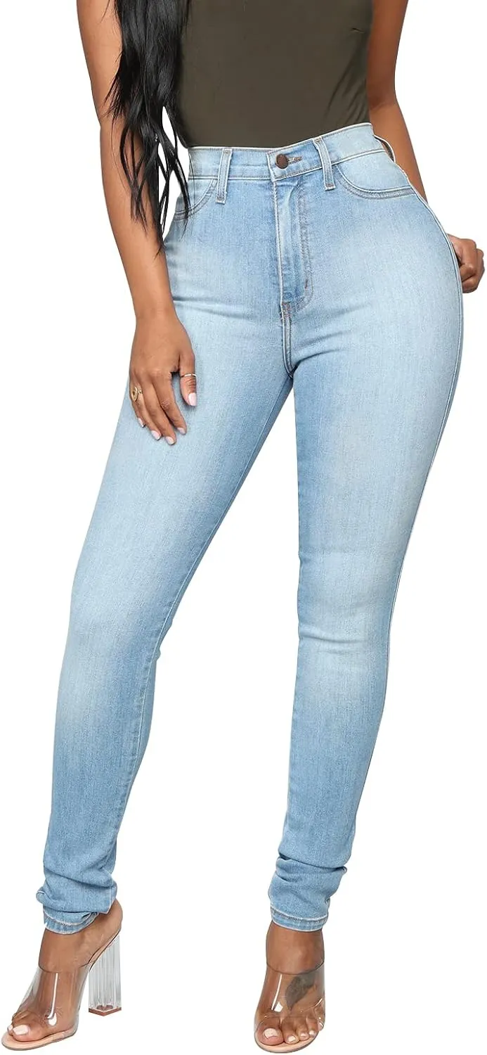 KUNMI Womens Classic High Waisted Skinny Stretch Butt Lifting Jeans Slim Fit Denim Pants