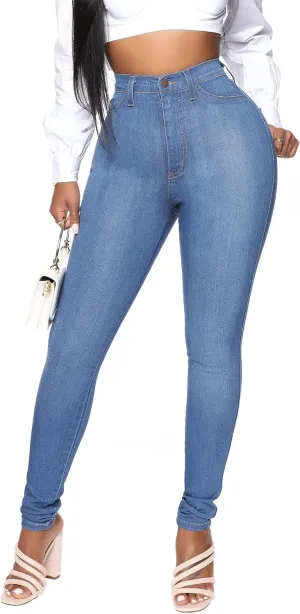KUNMI Womens Classic High Waisted Skinny Stretch Butt Lifting Jeans Slim Fit Denim Pants