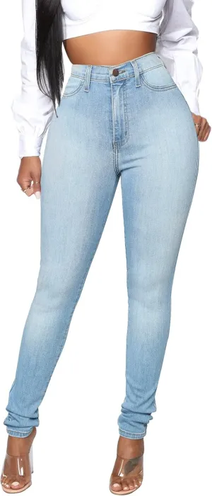 KUNMI Womens Classic High Waisted Skinny Stretch Butt Lifting Jeans Slim Fit Denim Pants