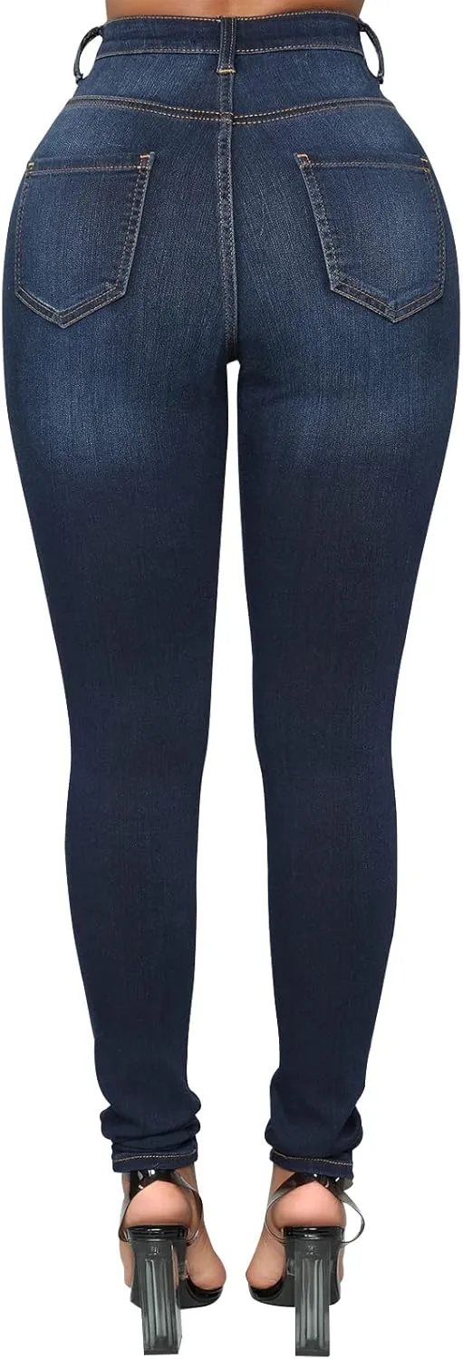 KUNMI Womens Classic High Waisted Skinny Stretch Butt Lifting Jeans Slim Fit Denim Pants