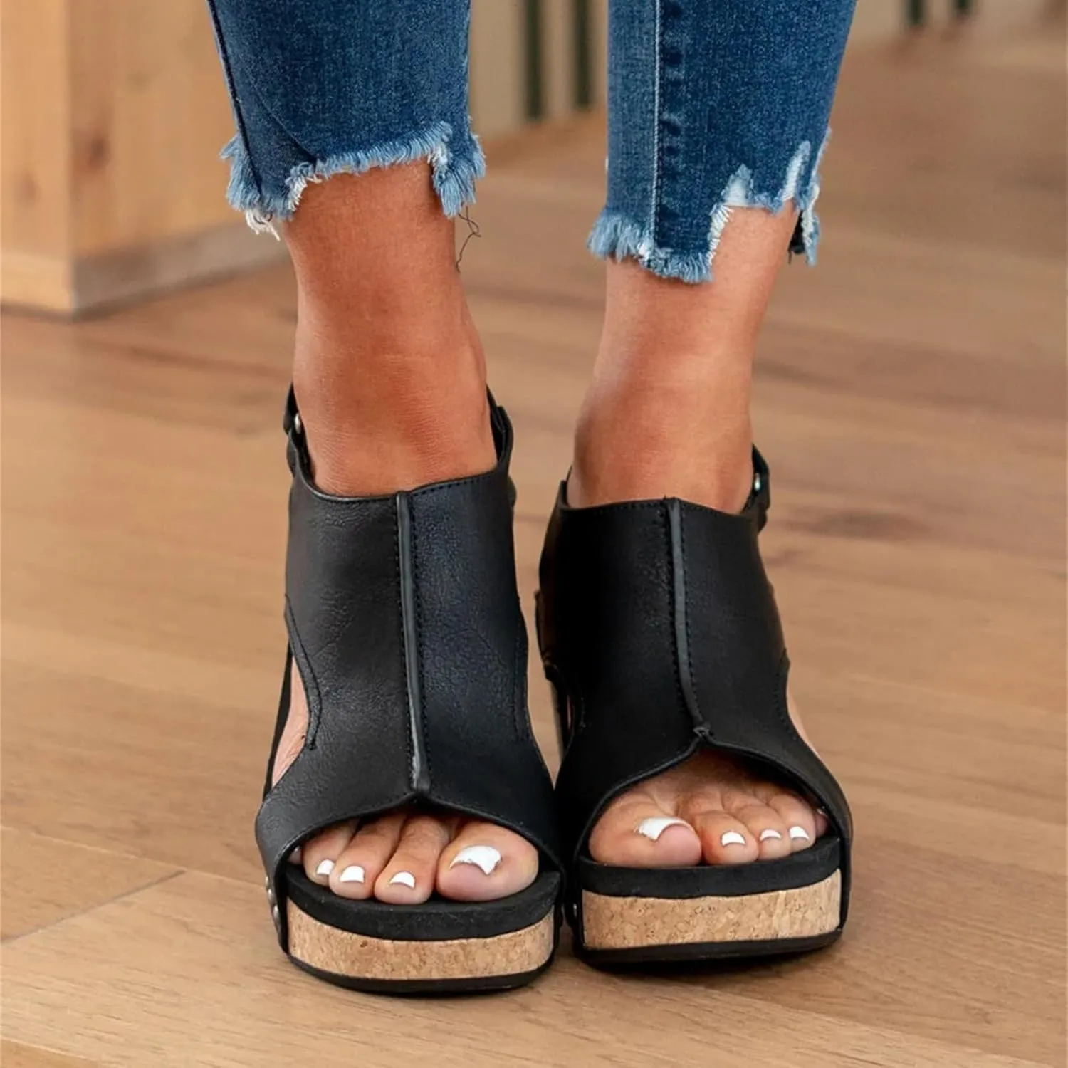 Ladmiple Platform Sandals Women Dressy Comfy Wedge Sandals Open Toe Ankle Strap Casual Slip on Summer Dress Shoes 2024