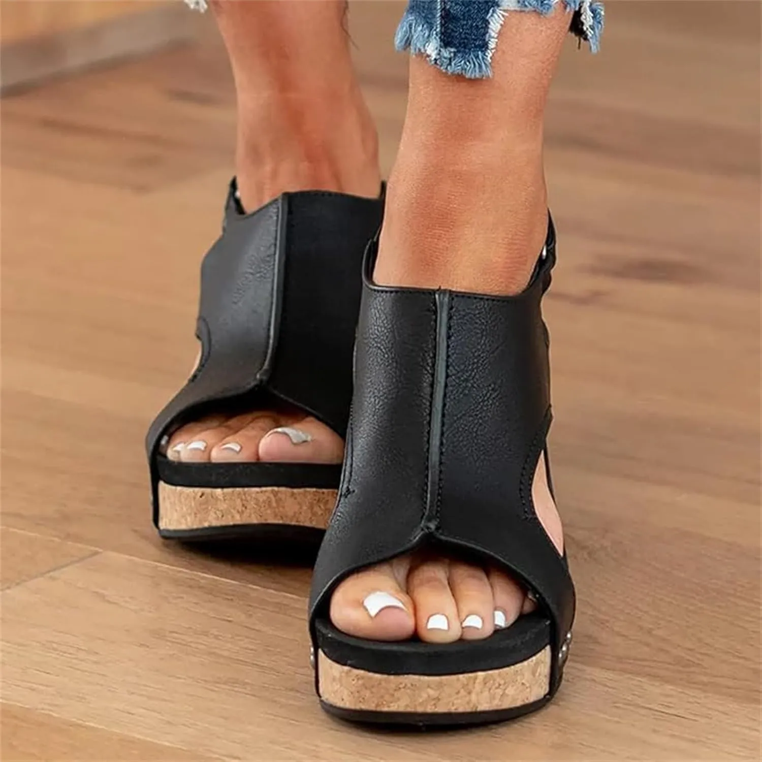 Ladmiple Platform Sandals Women Dressy Comfy Wedge Sandals Open Toe Ankle Strap Casual Slip on Summer Dress Shoes 2024