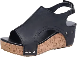 Ladmiple Platform Sandals Women Dressy Comfy Wedge Sandals Open Toe Ankle Strap Casual Slip on Summer Dress Shoes 2024