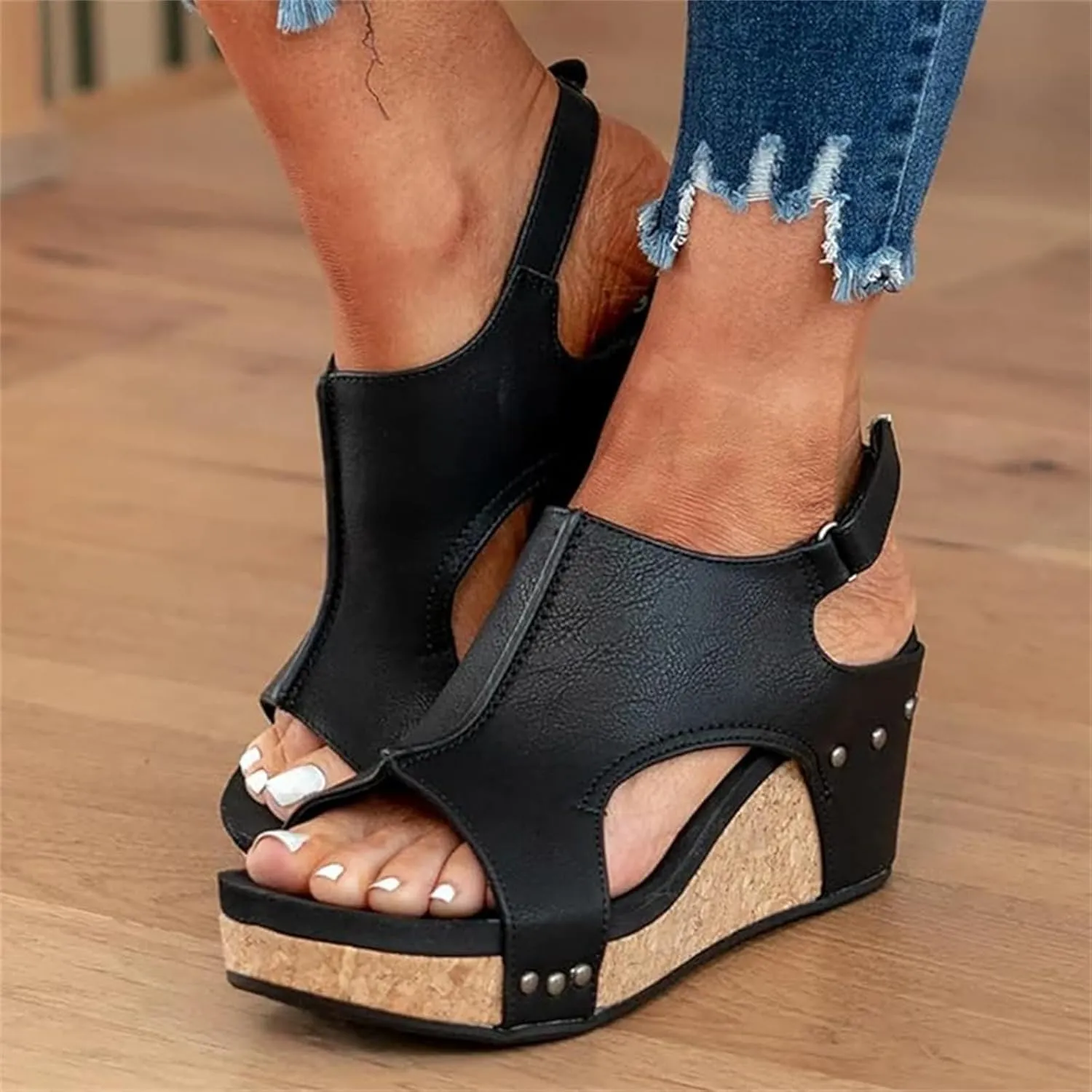 Ladmiple Platform Sandals Women Dressy Comfy Wedge Sandals Open Toe Ankle Strap Casual Slip on Summer Dress Shoes 2024