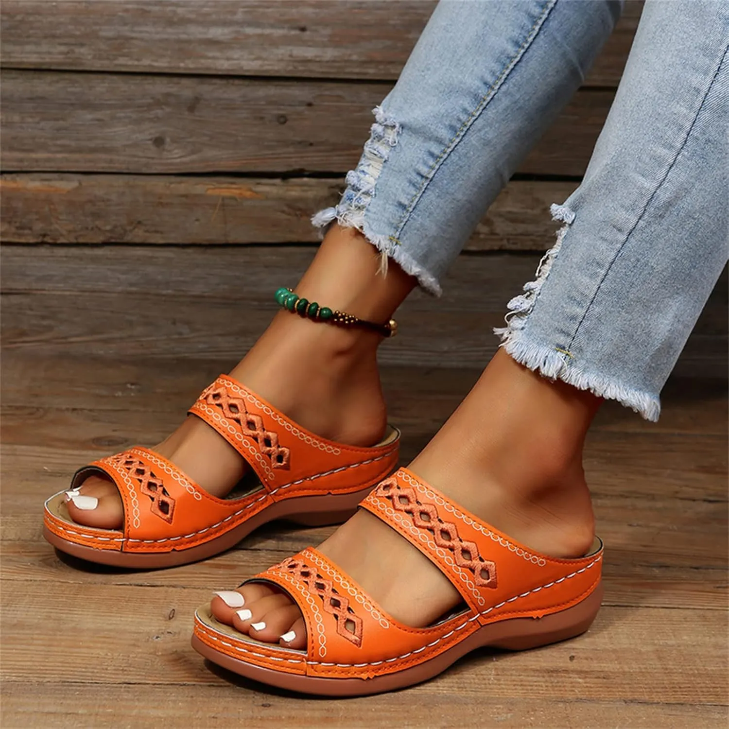 Ladmiple Sandals Women Dressy Summer Flat Cute Casual Beach Shoes Orthotic Slides Comfortable Walking Orthopedic Flip Flops