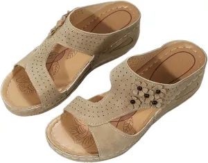 Ladmiple Womens Sandals Comfortable Dressy Wedge Heel Walking Summer Orthotic Flip Flop Orthopedic Slippers with Arch Support