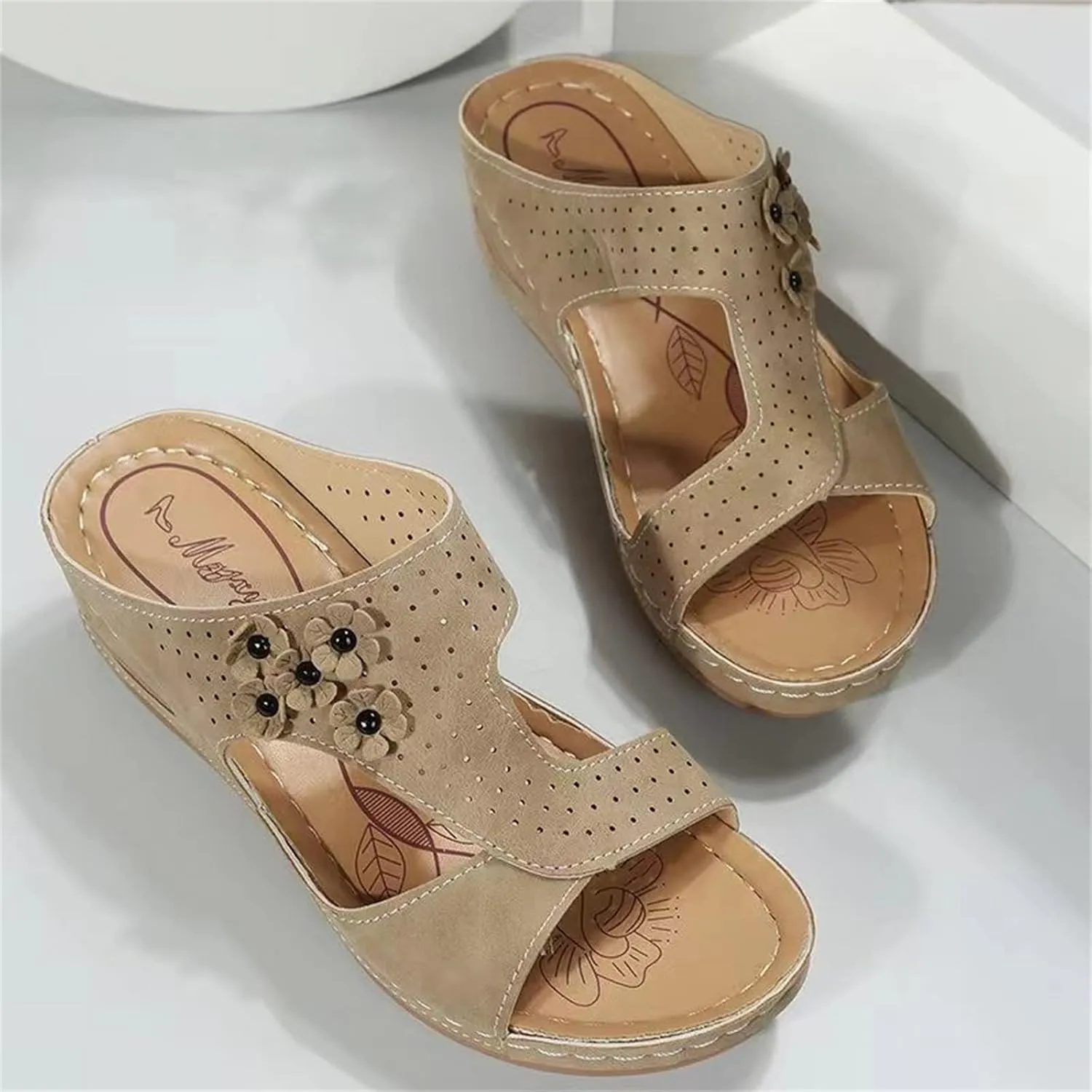 Ladmiple Womens Sandals Comfortable Dressy Wedge Heel Walking Summer Orthotic Flip Flop Orthopedic Slippers with Arch Support
