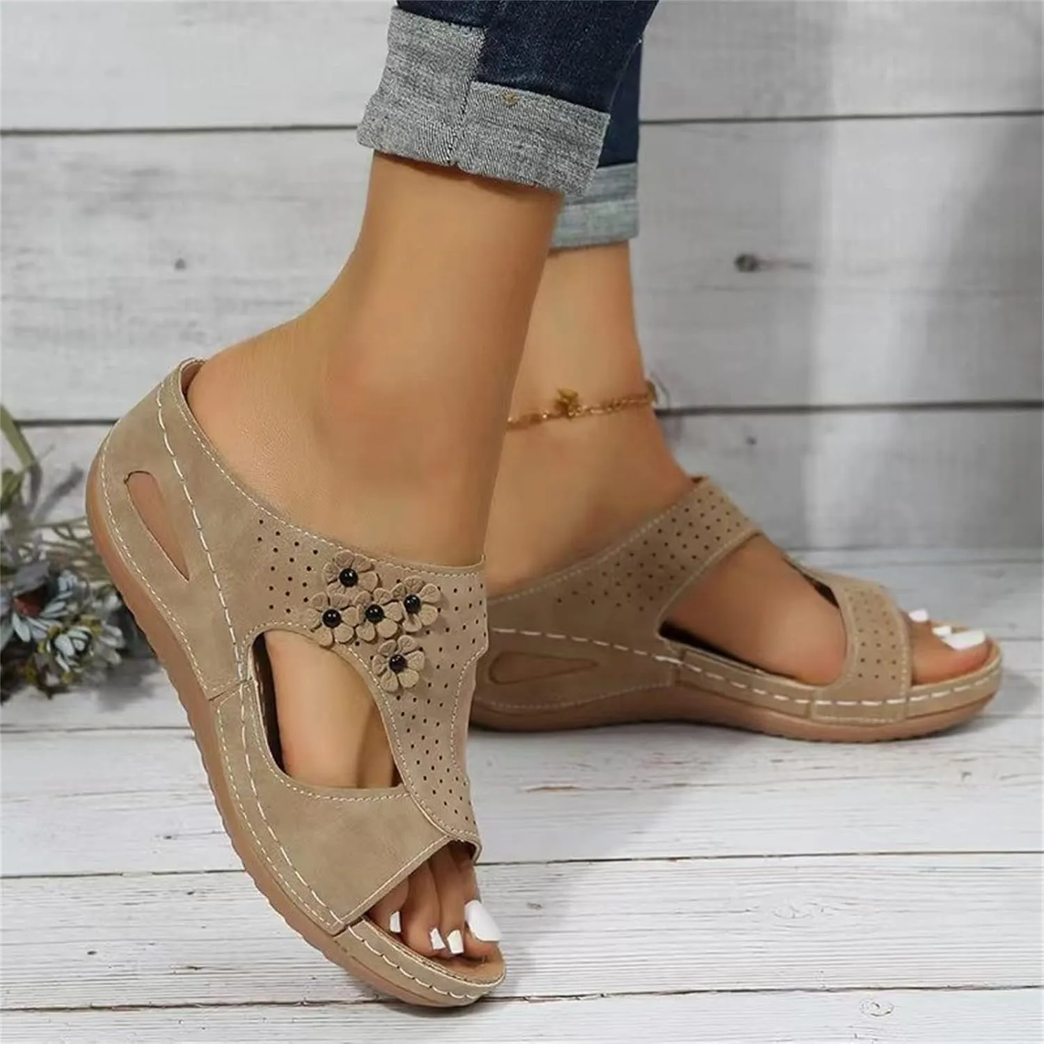 Ladmiple Womens Sandals Comfortable Dressy Wedge Heel Walking Summer Orthotic Flip Flop Orthopedic Slippers with Arch Support